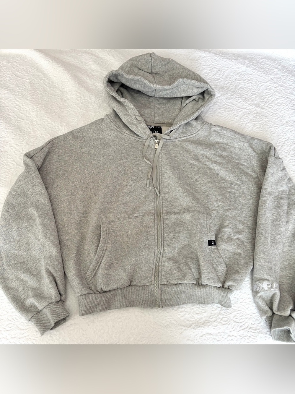 POPFLEX Gray Zip Hoodie. Cropped style, size Small / Medium